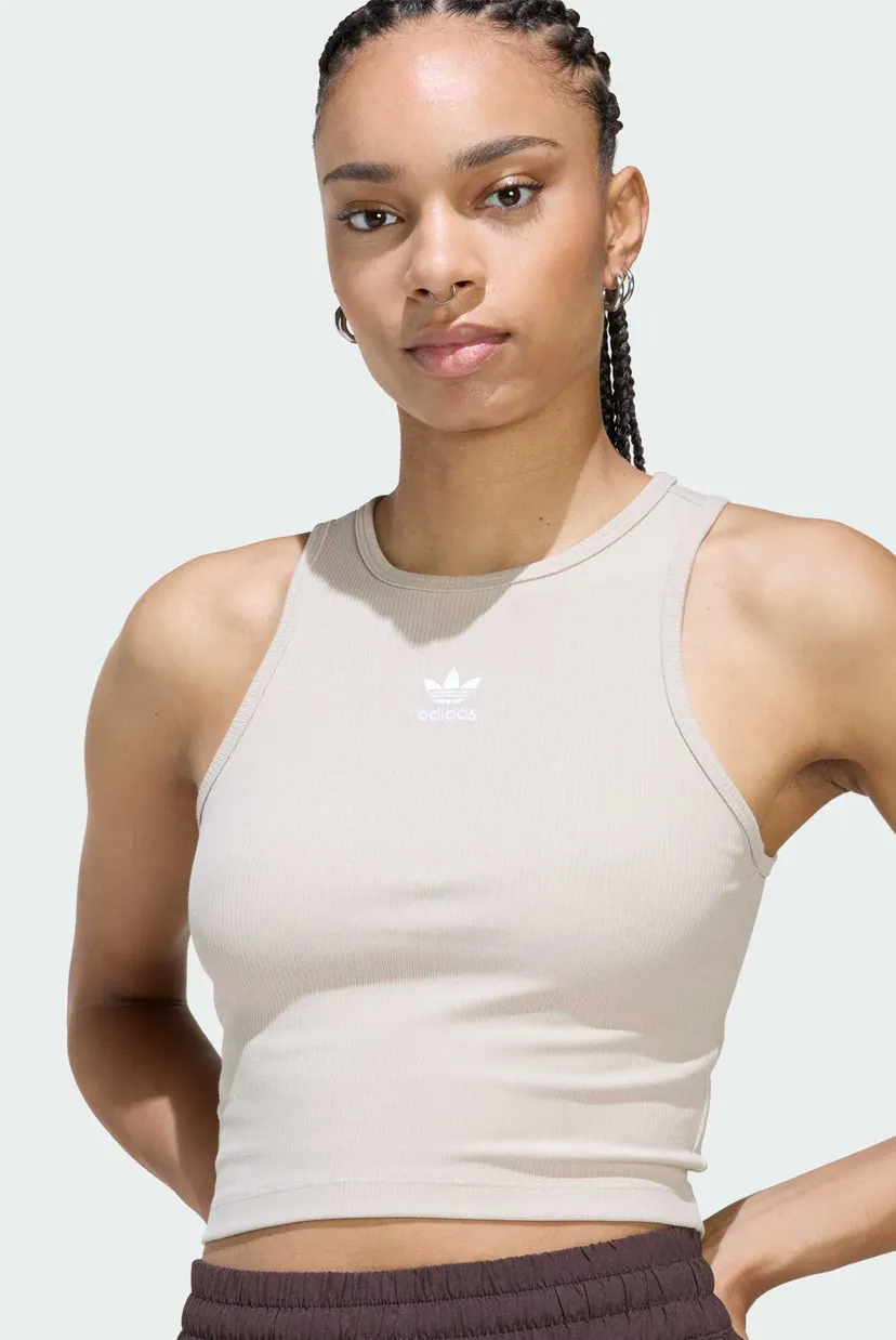 Женская бежевая майка Essentials Ribbed 4