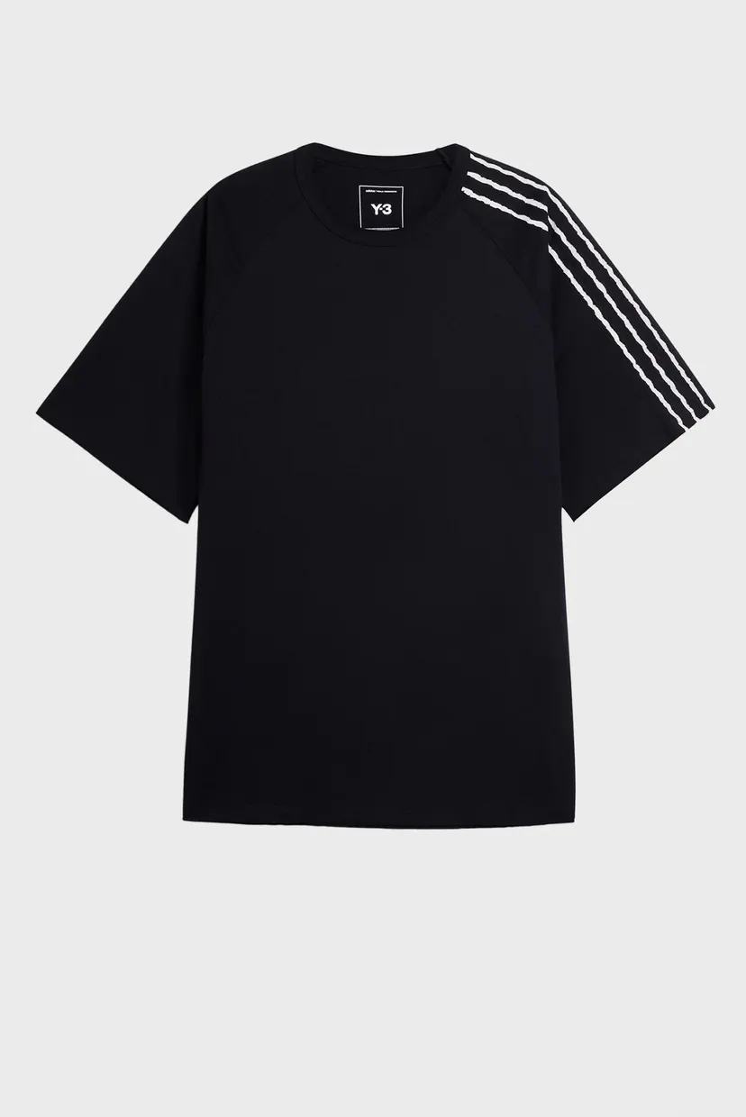 Чорна футболка Y-3 RAW EDGE 3 STRIPES SHORT SLEEVE (унісекс) 7