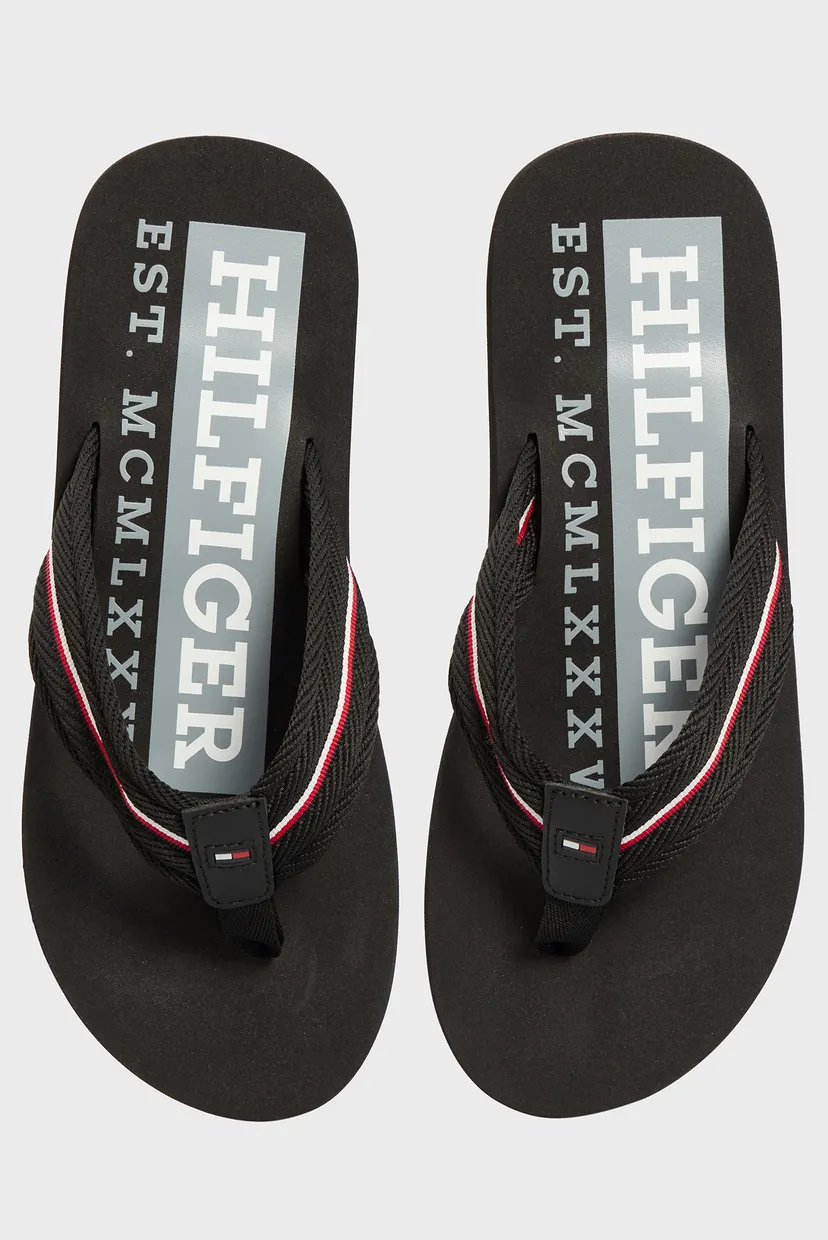 Мужские черные вьетнамки CORPORATE HILFIGER BEACH SANDAL 4