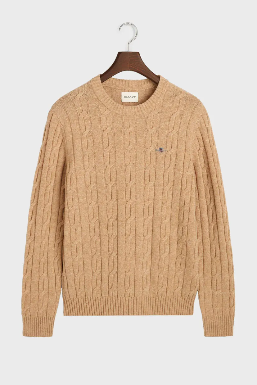 Мужской бежевый шерстяной свитер LAMBSWOOL CABLE C-NECK 6
