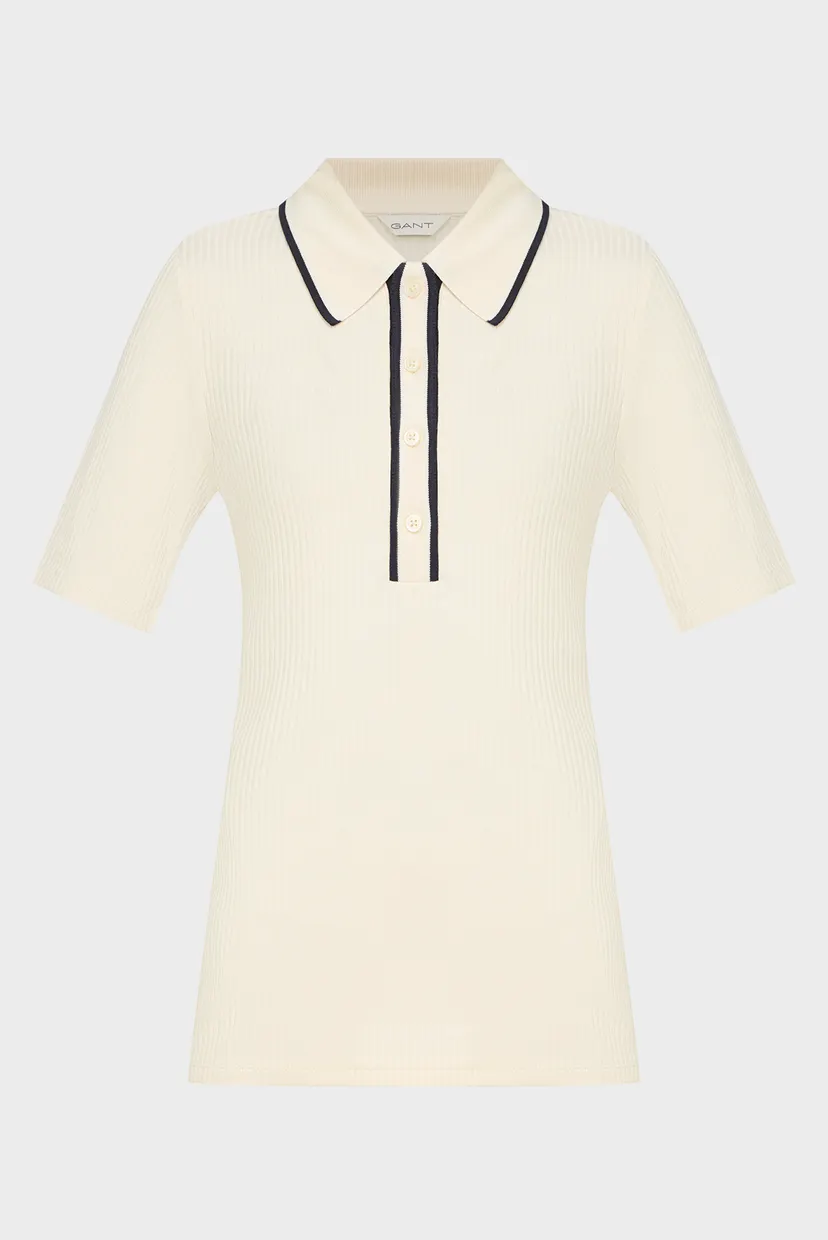 Жіноче біле поло LIGHTWEIGHT RIBBED SS POLO 5