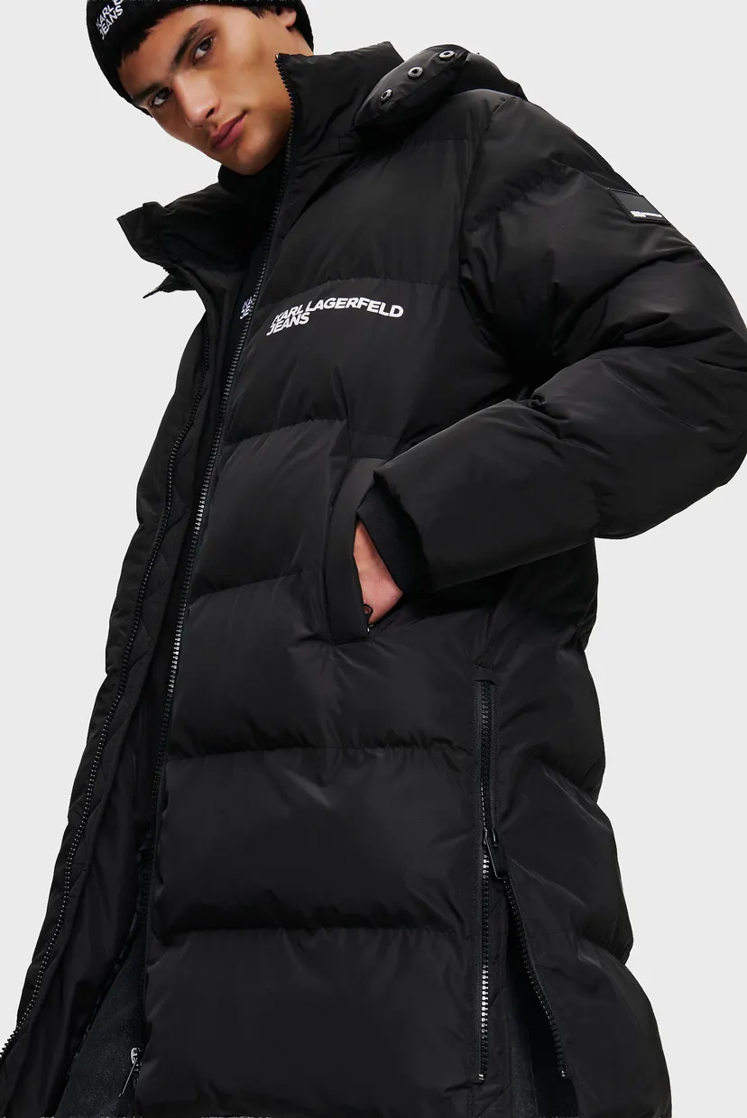 Чоловіча чорна куртка regular long puffer 4