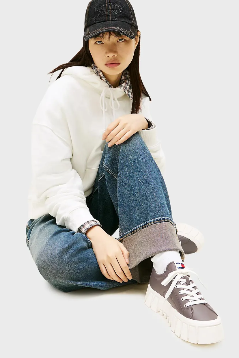 Жіночі коричневі шкіряні снікерси FLATFORM 6