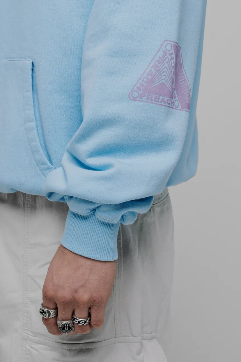Чоловіче блакитне худі Oversized Multi Logo H GOTS 6