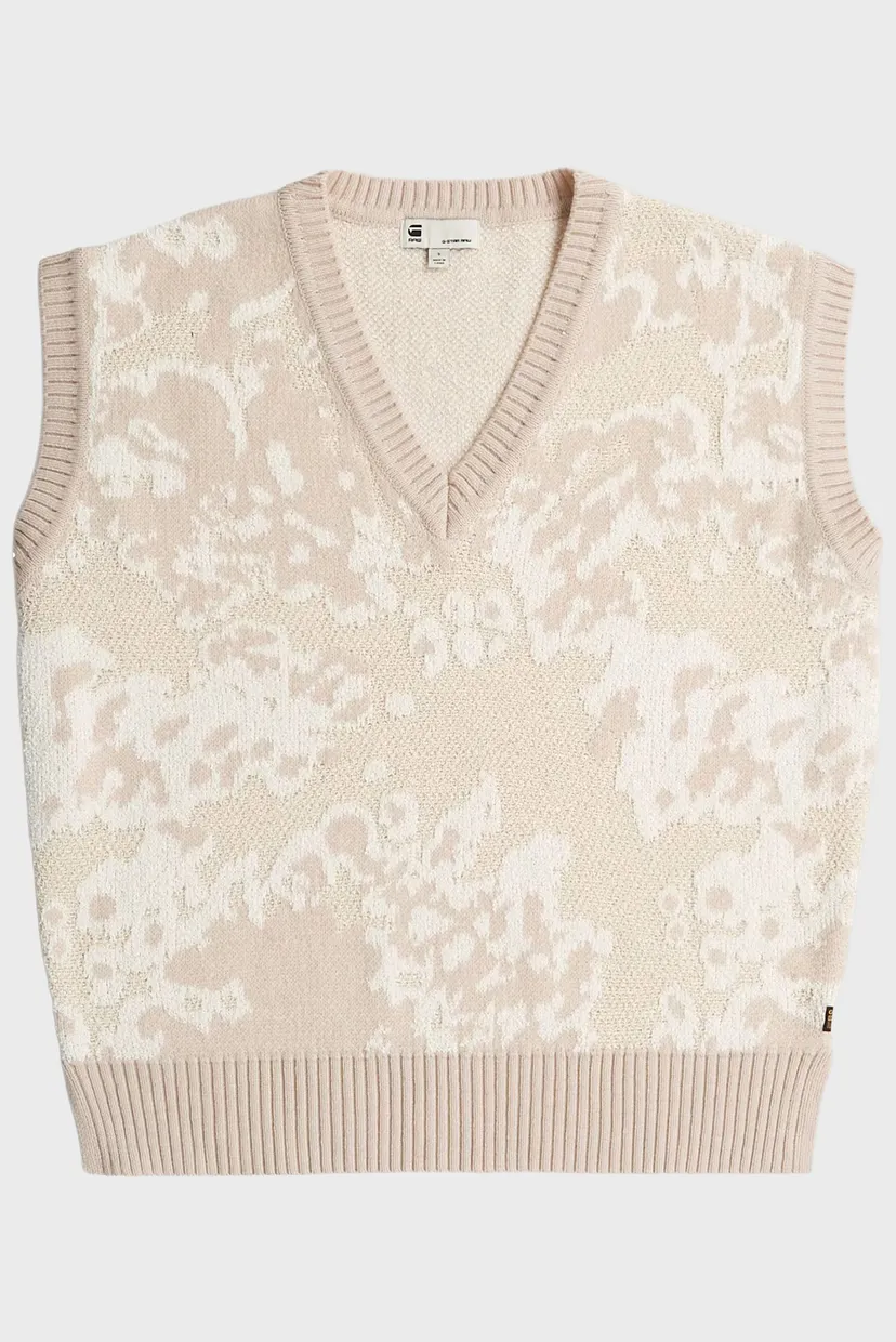 Жіночий бежевий вовняний жилет з візерунком Jacquard 6
