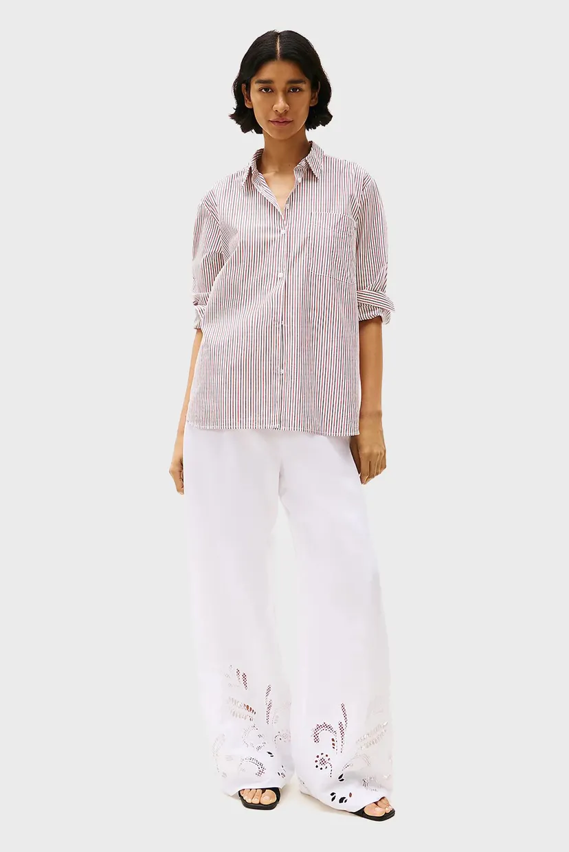 Женские белые льняные брюки BRODERIE ANGLAISE 3