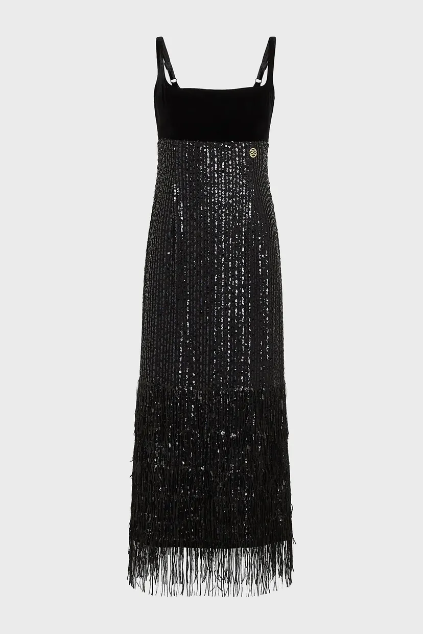 Жіноча чорна сукня sequins fringe 5