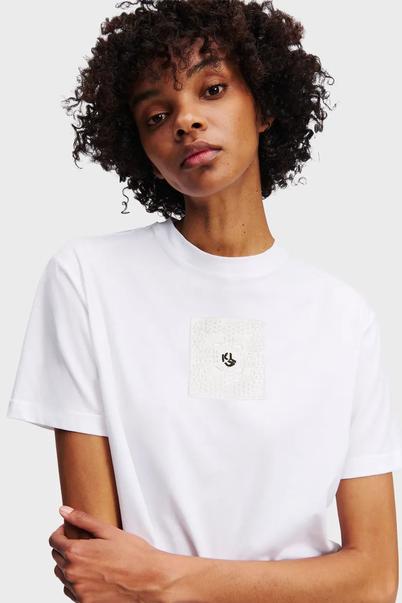 Жіноча біла футболка REGULAR CROCHET TEE 4
