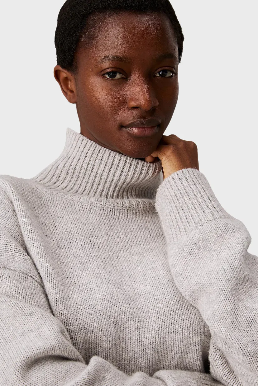 Жіночий сірий вовняний светр CASHMERE BLEND HIGH-NECK 4