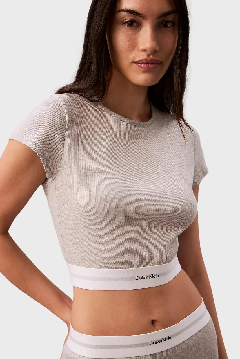Жіночий сірий топ RIB CROP TEE 5