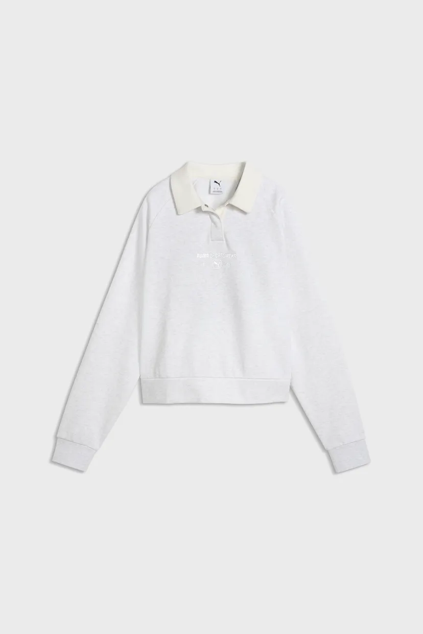 Жіноче біле поло PUMA Class Relaxed Long Sleeve Fleece Polo Women 4
