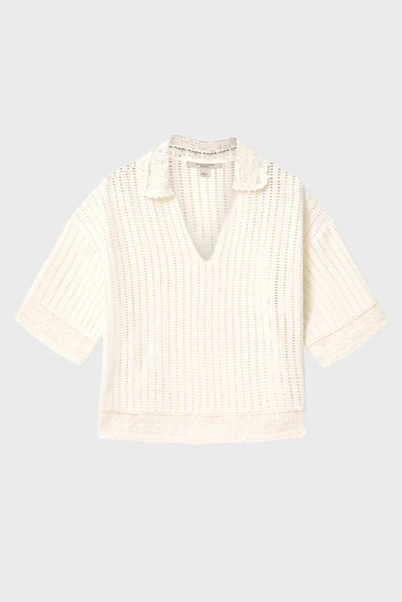 Женское белое поло ELMA CROCHET 4
