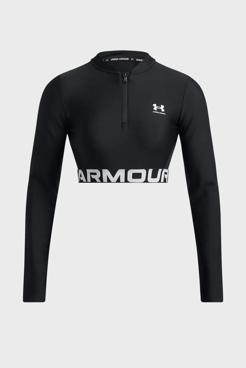 Женский черный лонгслив HeatGear Rib 1/4 Zip LS 3