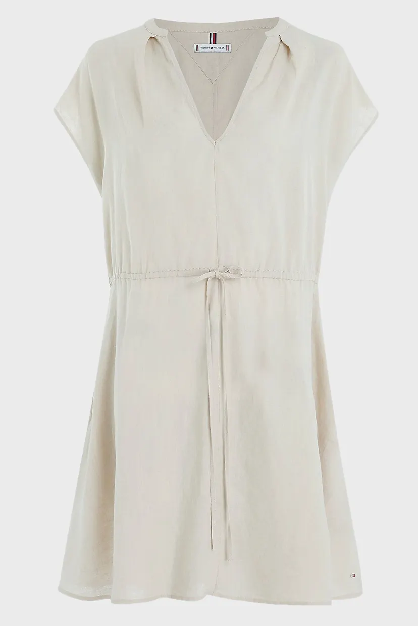 Женское белое льняное платье LINEN SLEEVELESS SHORT 5