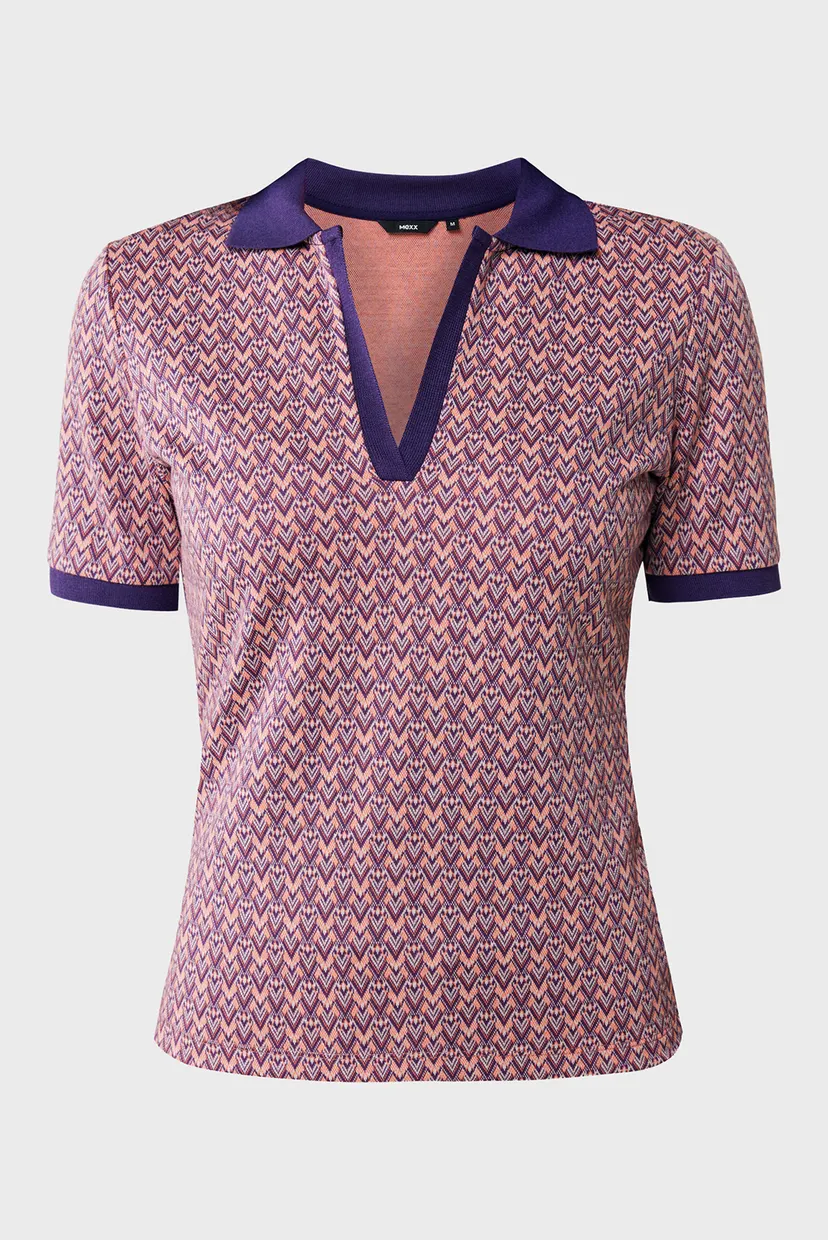 Женское поло с узором Short sleeve jacquard knit polo 5