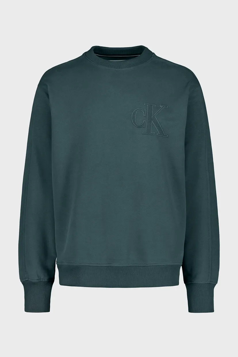 Чоловічий сірий світшот CK APPLIQUE CREW NECK 5