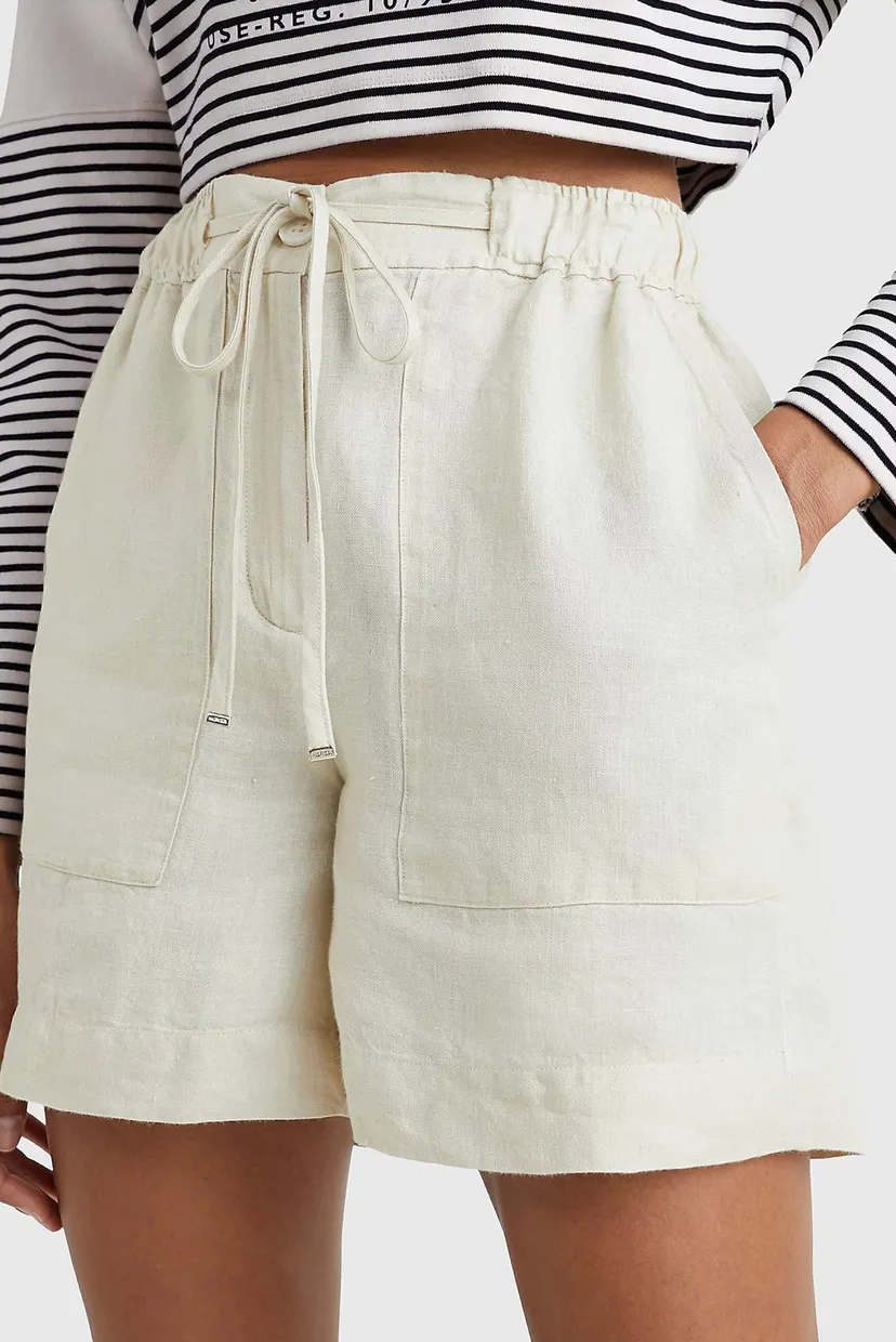 Женские бежевые льняные шорты CASUAL LINEN 3