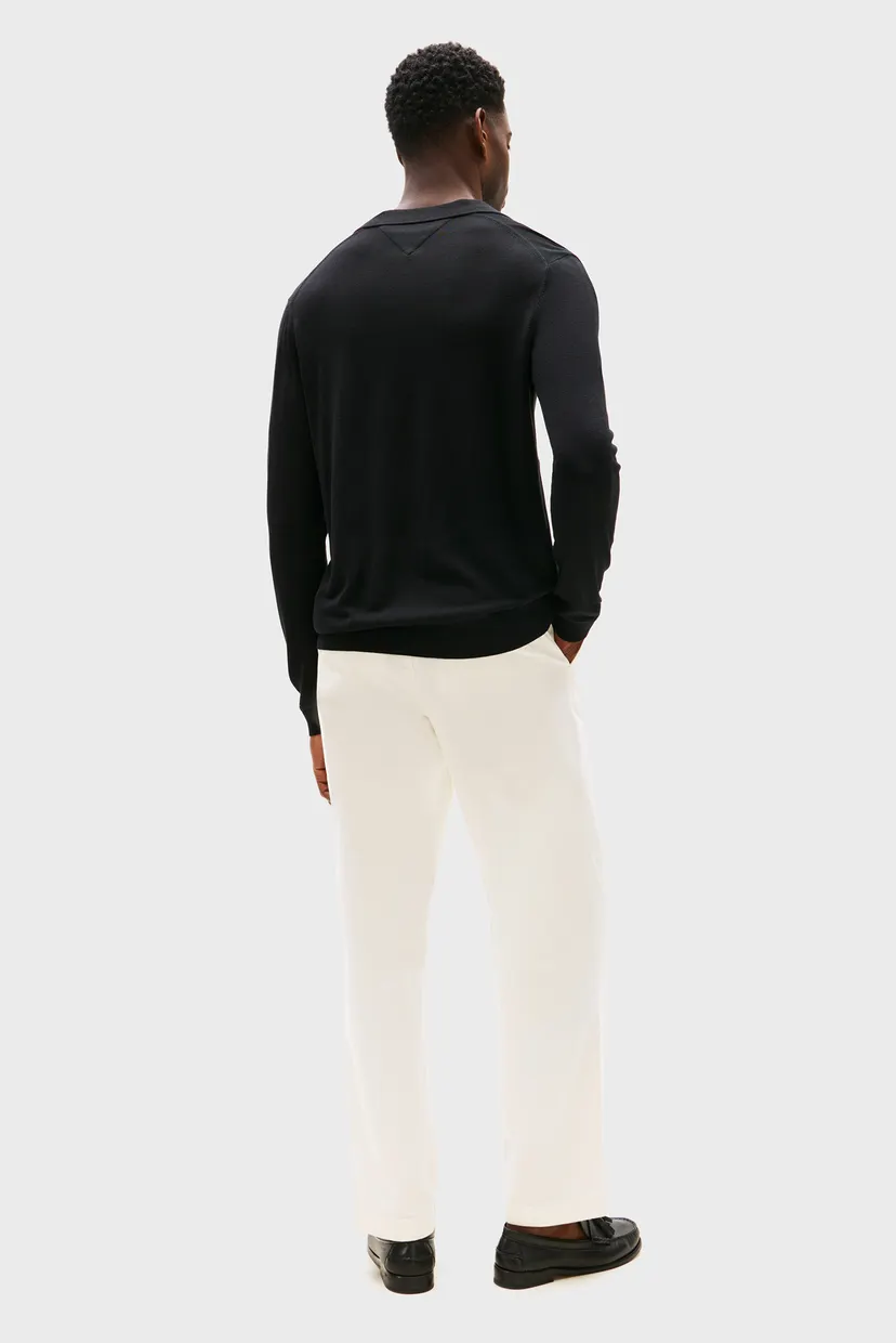Мужское черное поло SILK BLEND BUTTON 3