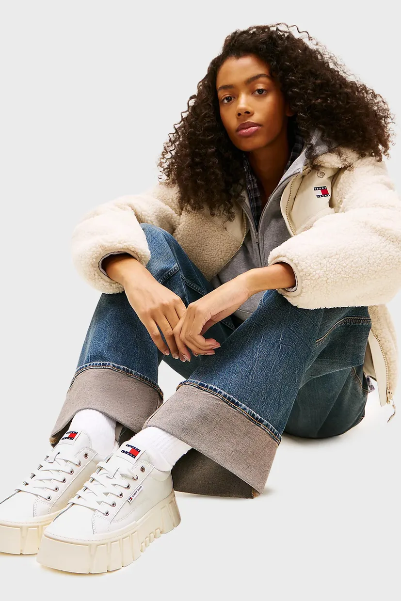 Женские белые кожаные сникерсы VULC FLATFORM 6