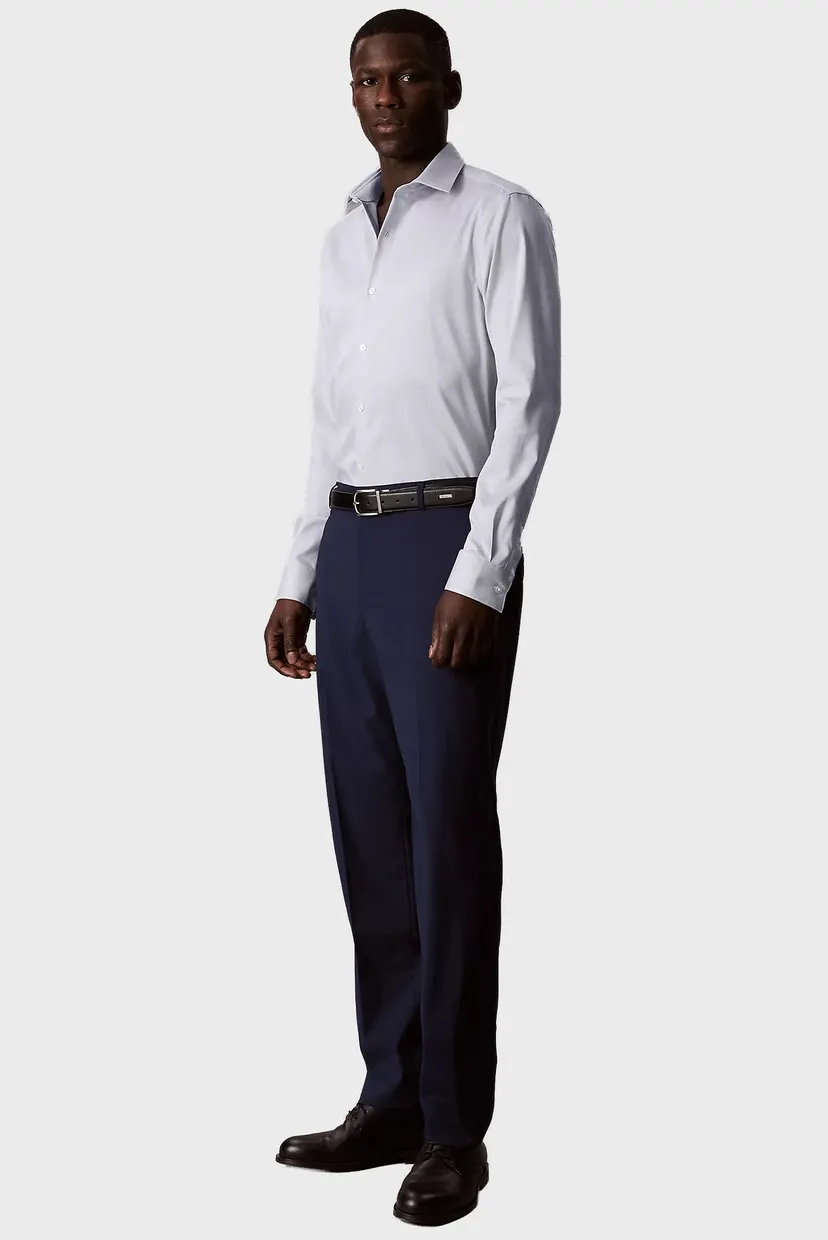 Мужская голубая рубашка SLIM STR COLLAR 3