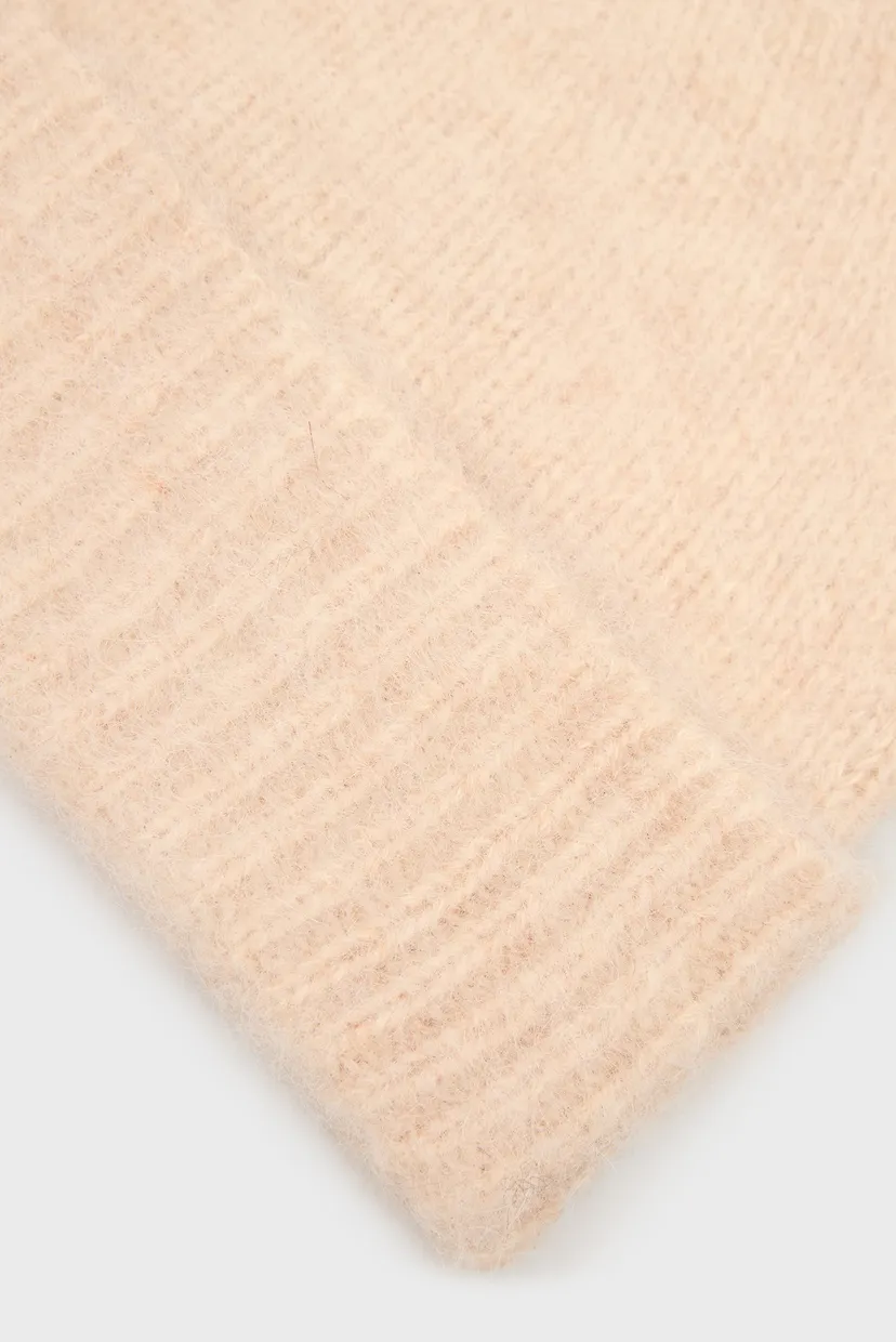 Женская бежевая шерстяная шапка FLUFFY ALPACA BEANIE 3