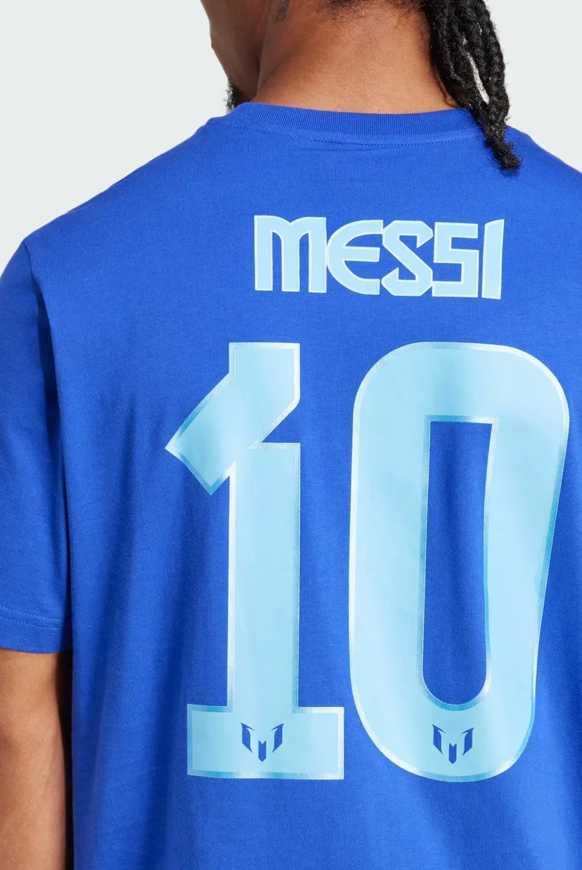 Мужская синяя футболка Messi Name and Number Graphic 4
