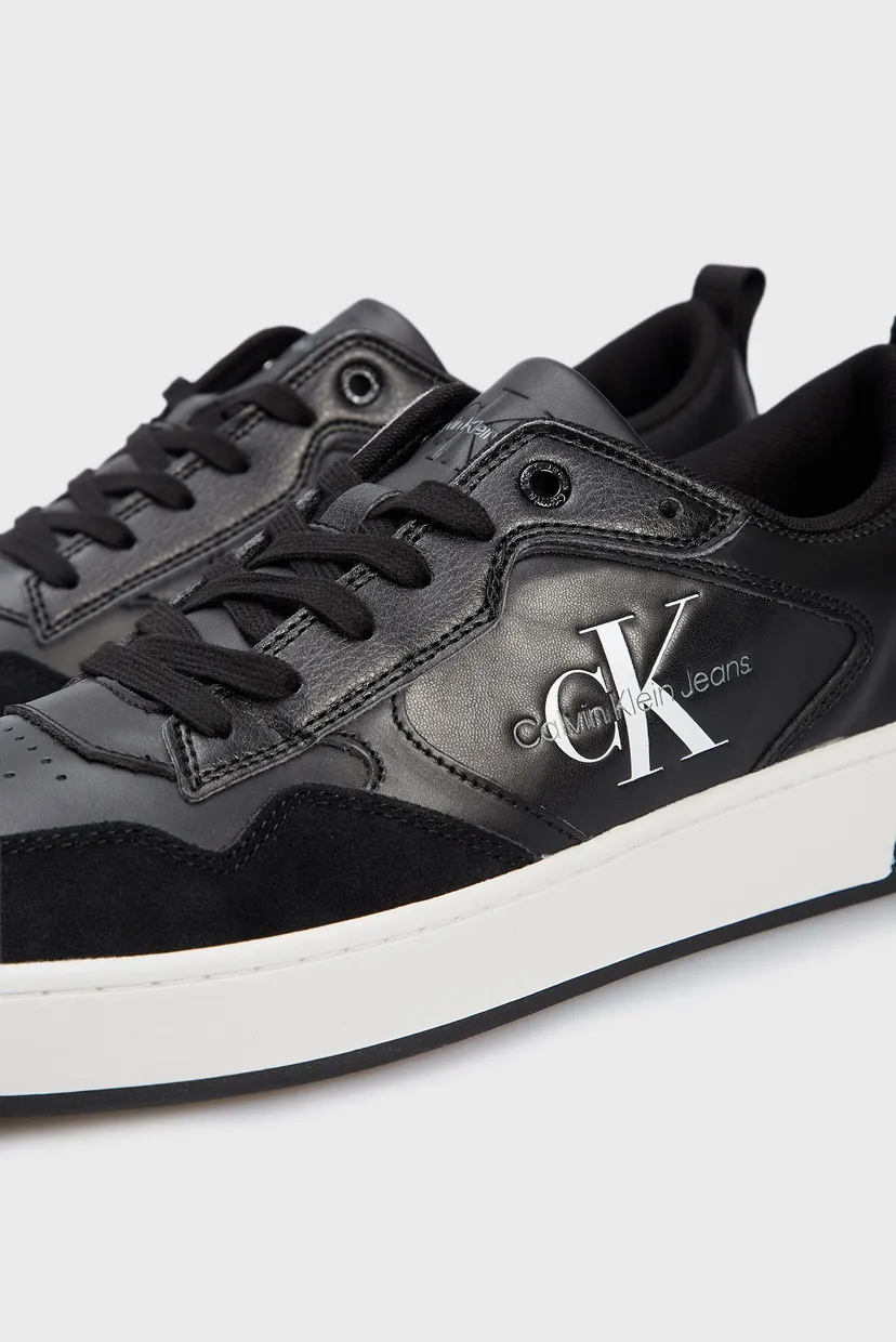 ca55i5 Чоловічі чорні шкіряні снікери BASKET CUPSOLE LOW LTH MONO Calvin
