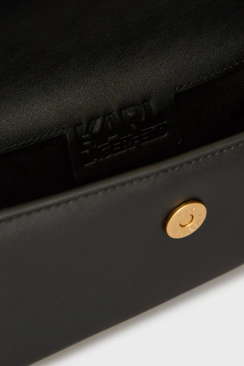 Жіноча чорна шкіряна сумка k signature fan sm crossbody 6