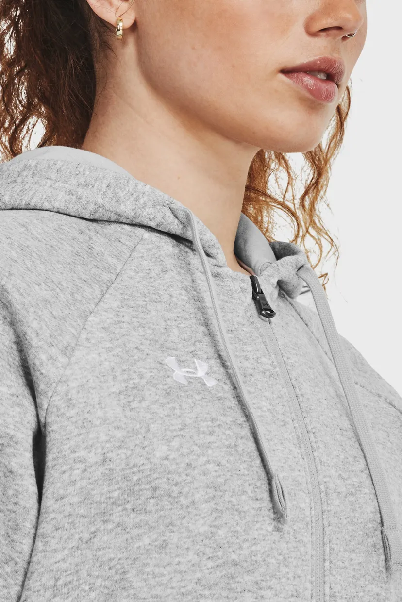 Жіноче світло-сіре худі UA Rival Fleece FZ Hoodie 4
