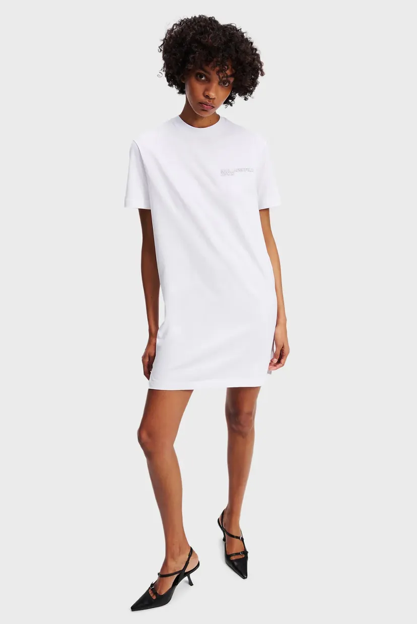 Женское белое платье logo tee 3