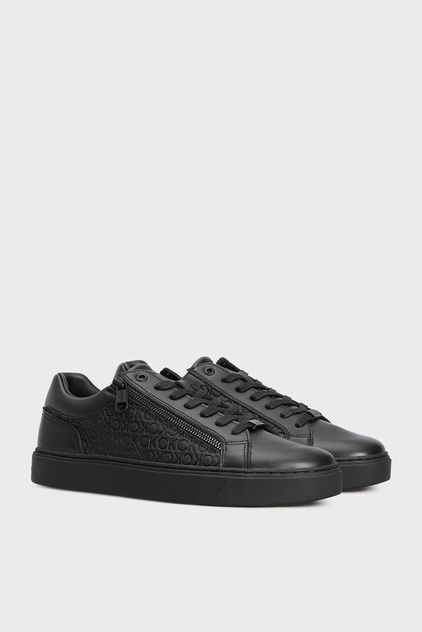 Чоловічі чорні шкіряні снікерси LOW TOP LACE UP W/ ZIP MONO 3