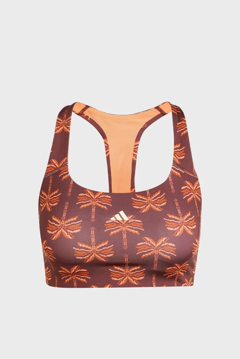 Жіночий коричневий топ з візерунком adidas x FARM Rio Medium-Support 6