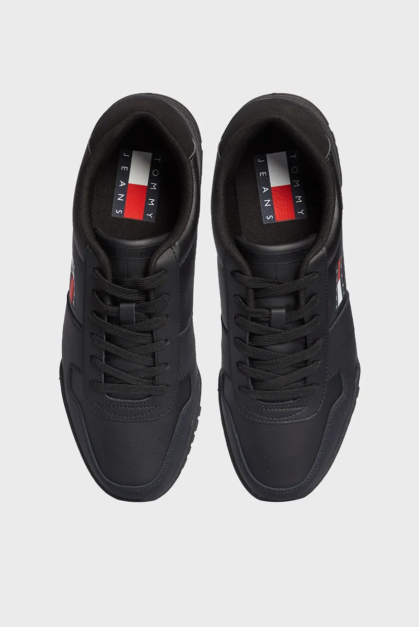 Мужские черные кожаные кроссовки TOMMY JEANS CUPSOLE ESS 4