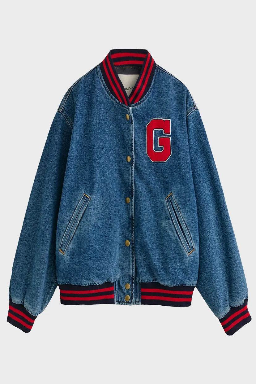 Женский синий джинсовый бомбер DENIM VARSITY 6