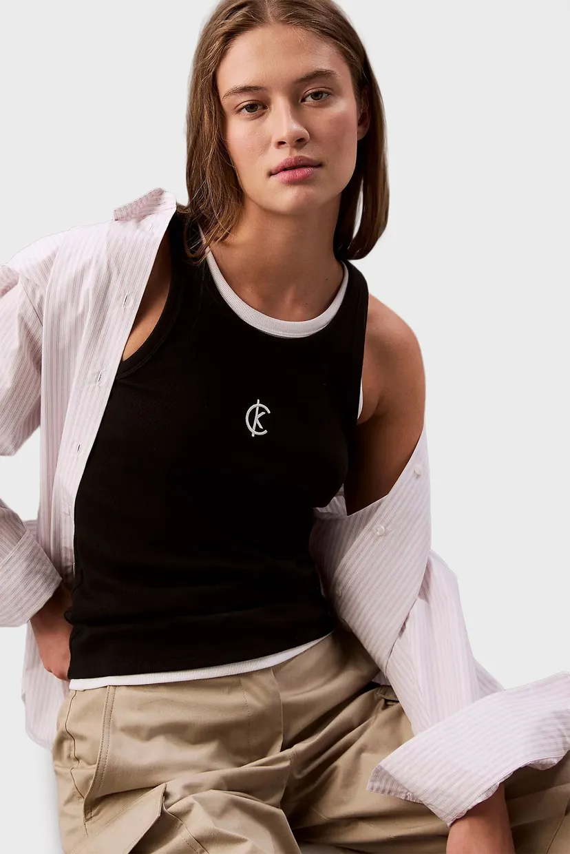 Женская черная майка SL Cotton Contour Rib CK Tank 4