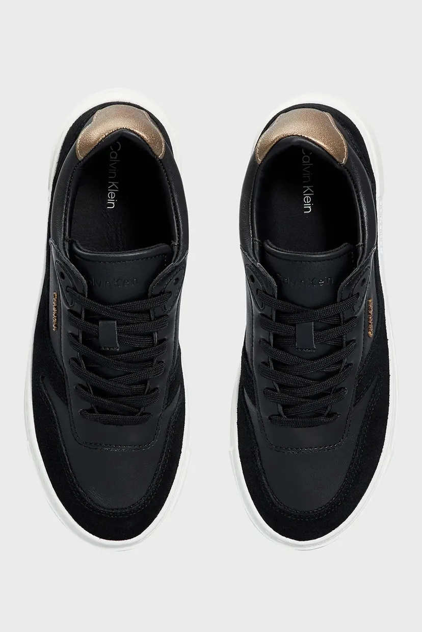 Женские черные кожаные сникерсы CUPSOLE LACE UP 4
