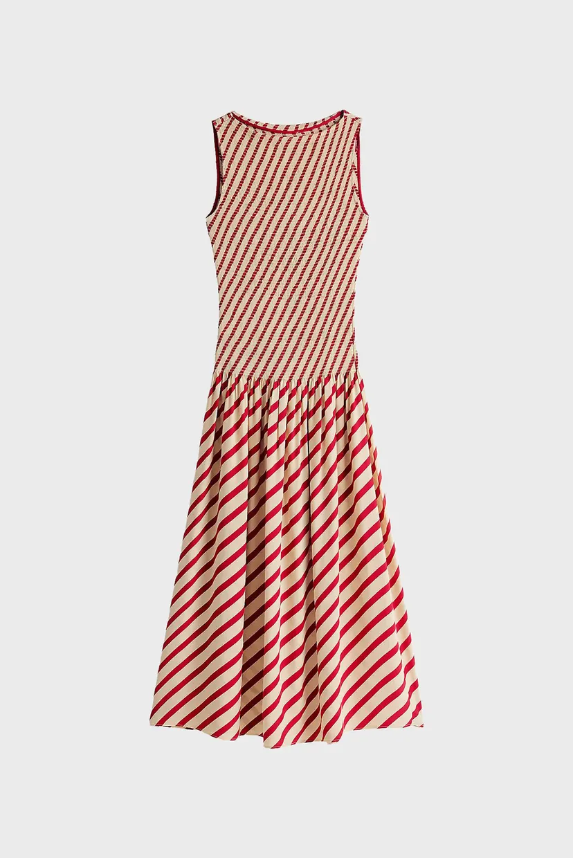 Жіноча бежева сукня у смужку TH X SRG FLUID STRIPE DRESS 5