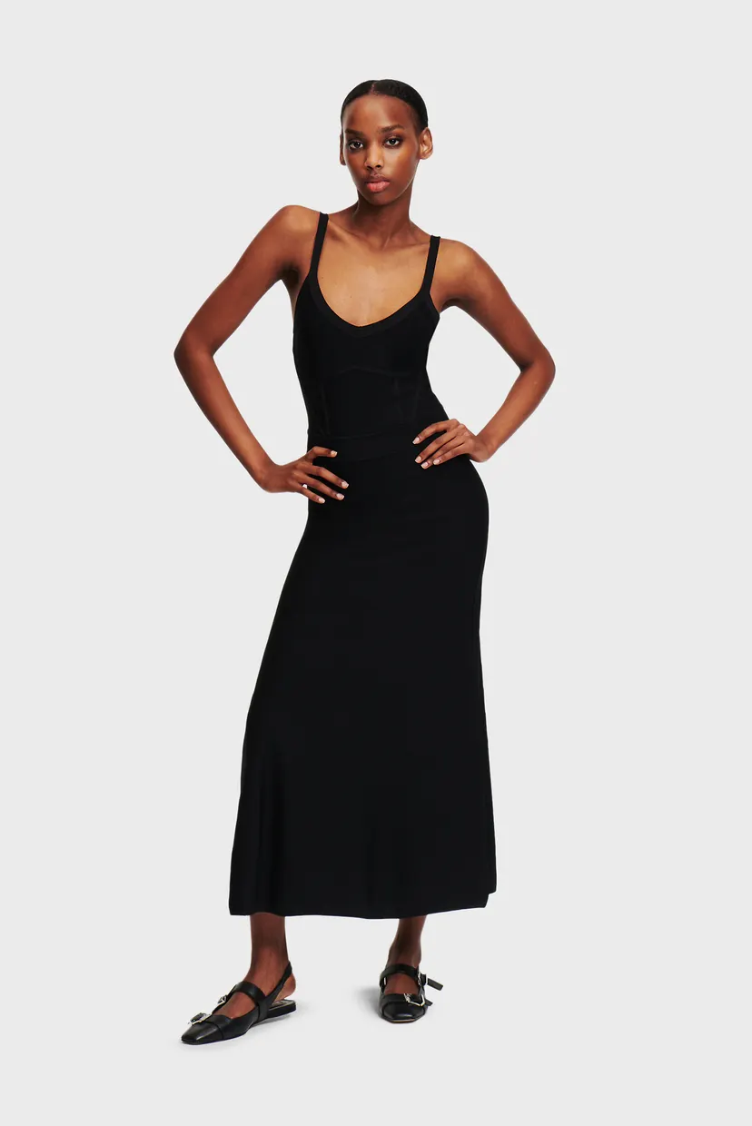 Женское черное платье sleeveless knit dress 4