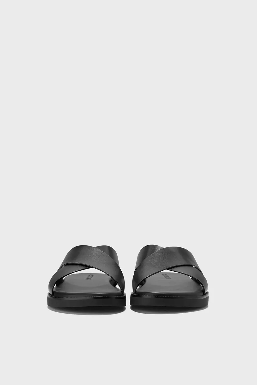 Мужские черные кожаные слайдеры Nantucket Cross Strap 3
