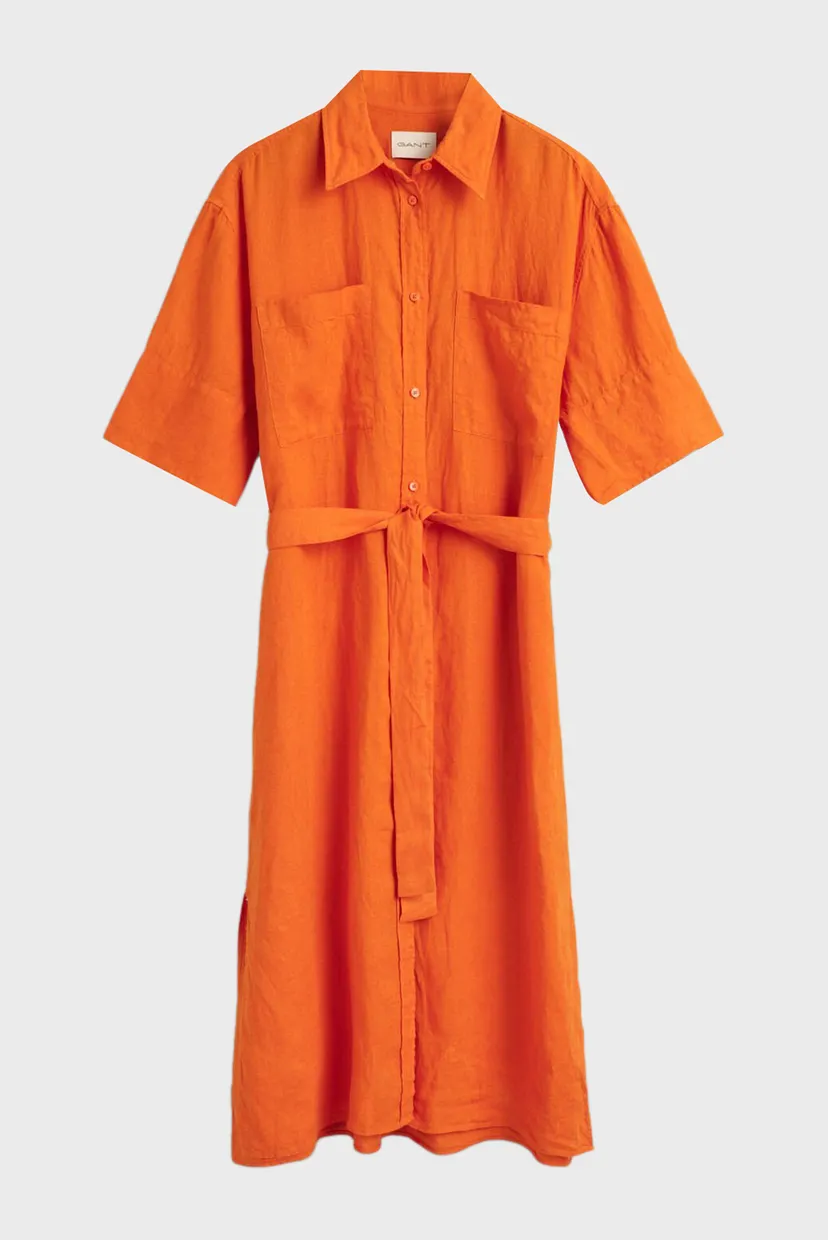Женское оранжевое льняное платье REL LINEN SS SHIRT DRESS 8