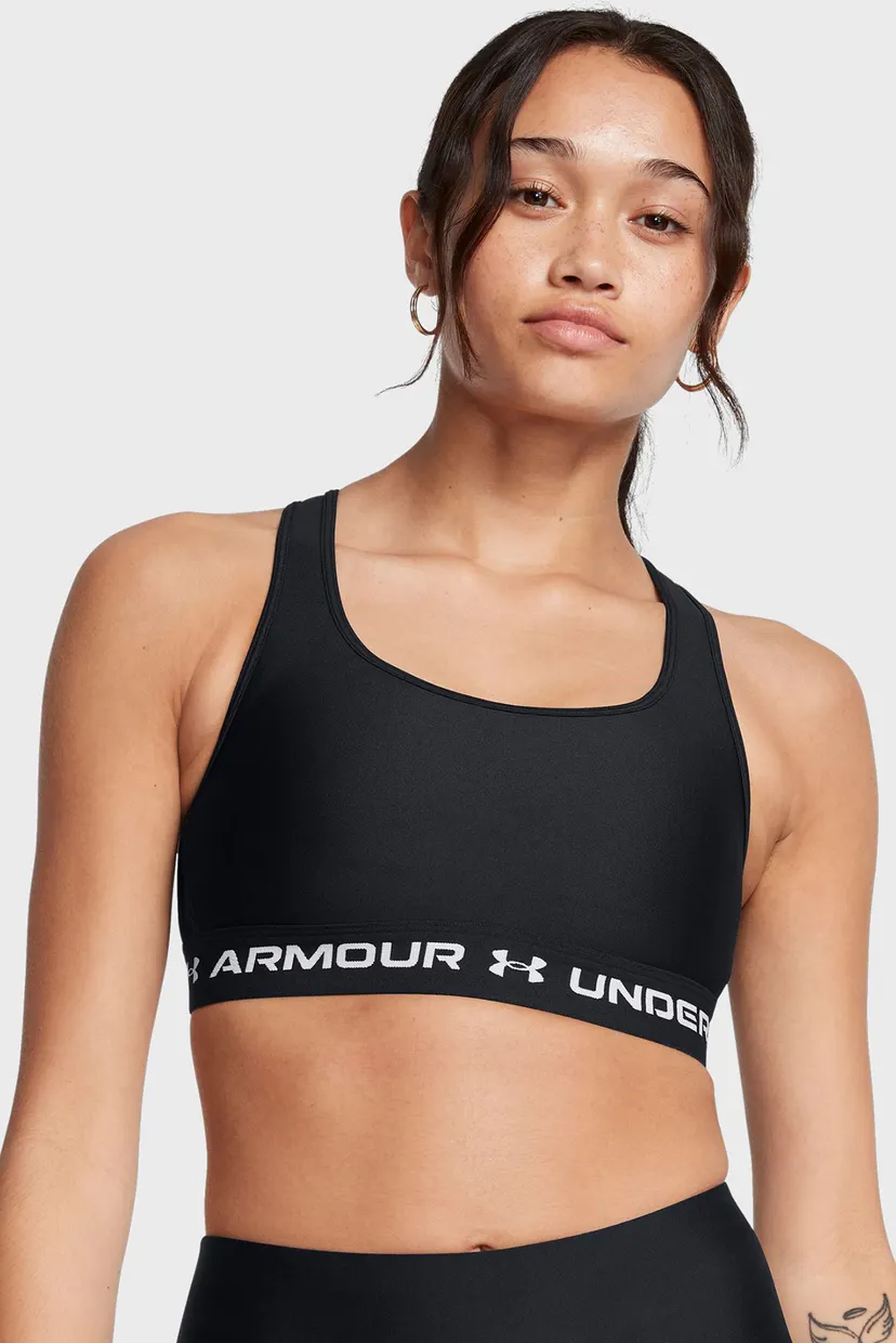 Женский черный топ UA Crossback Mid Bra 3