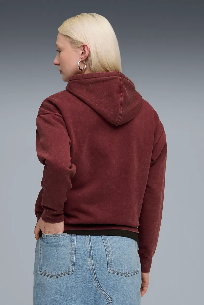 Жіноче бордове худі Essentials Elevated Relaxed Wash Hoodie Women 3