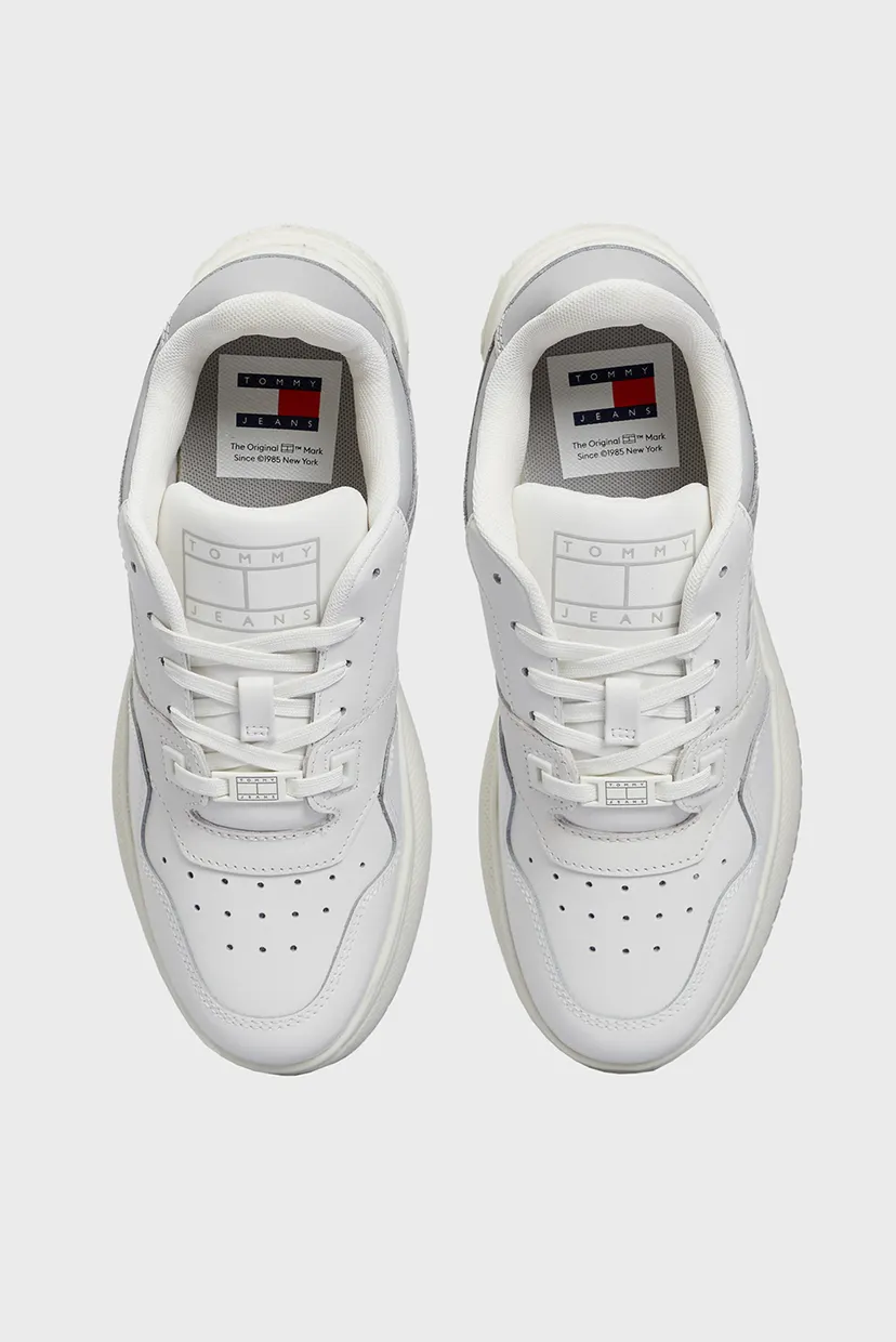 Женские белые кроссовки TJW RETRO BASKET FLATFORM PATENT 4