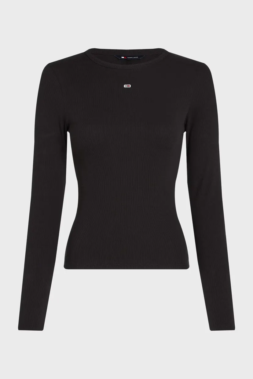 Жіночий чорний лонгслів TJW SLIM ESSENTIAL RIB LS 5