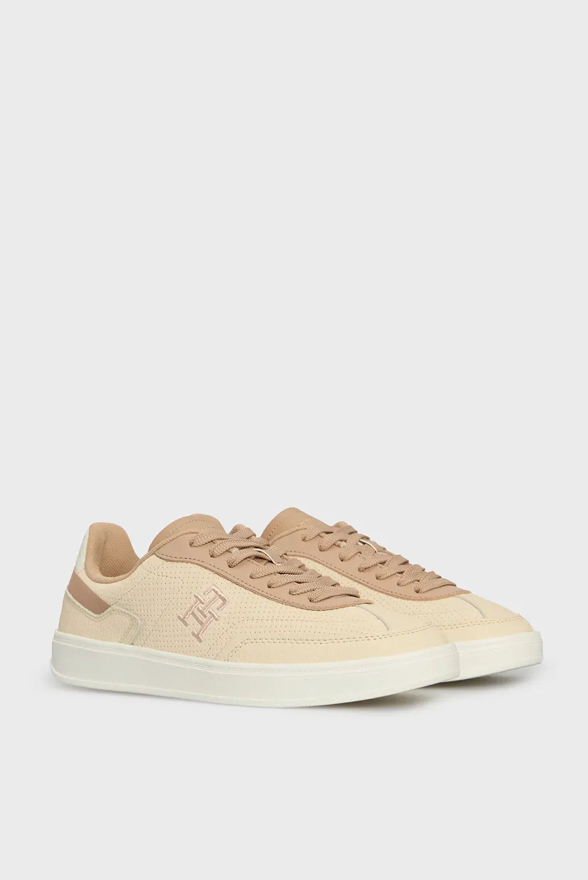 Женские бежевые кожаные сникерсы TH HERITAGE SNEAKER  PERF 3