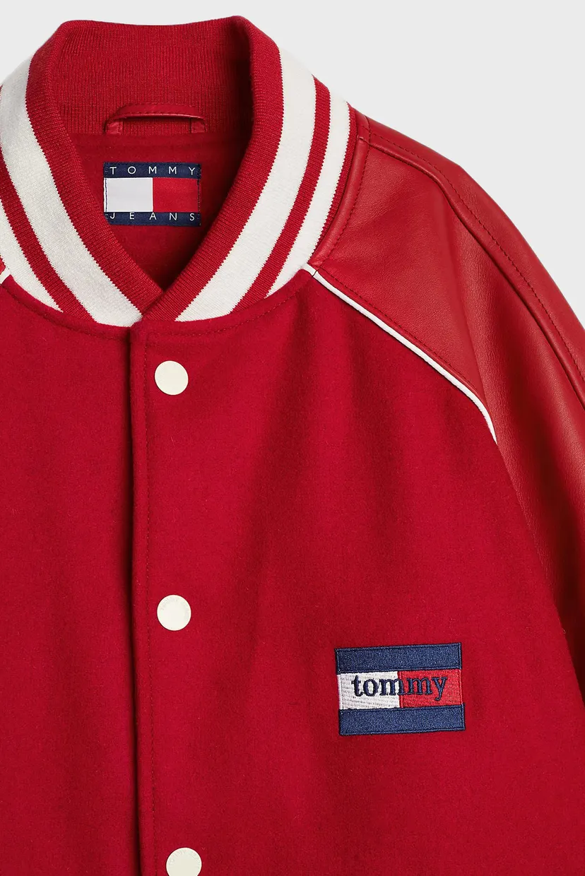 Красный шерстяной бомбер TJCU WOOL VARSITY JACKET (унисекс) 9