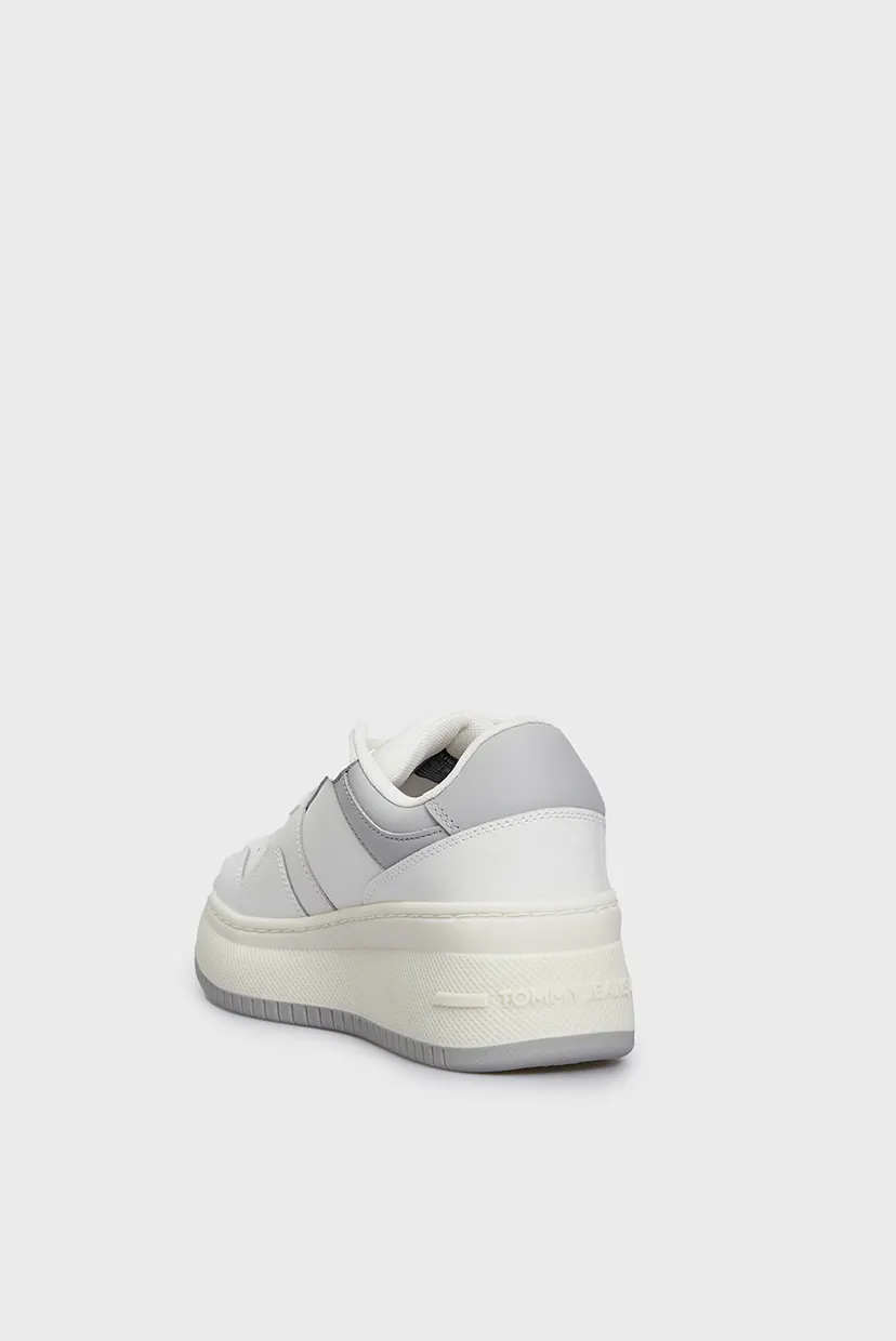 Женские белые кроссовки TJW RETRO BASKET FLATFORM PATENT 5