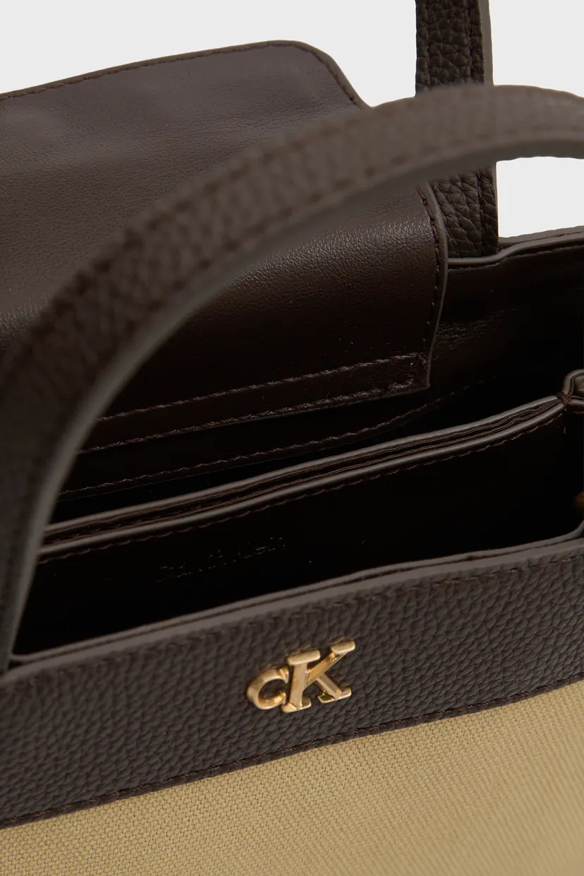 Женская бежевая сумка CK CANVAS MINI TOTE CROSSBODY 6