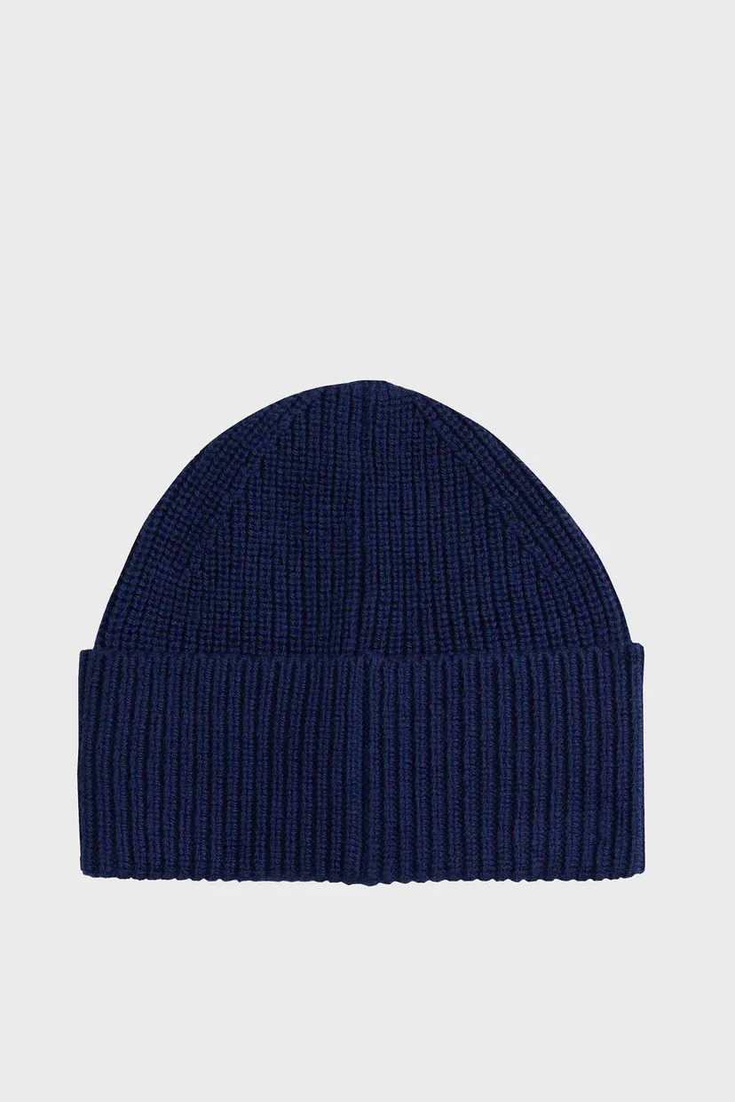 Мужская темно-синяя шерстяная шапка TH CREST WOOL BEANIE 3