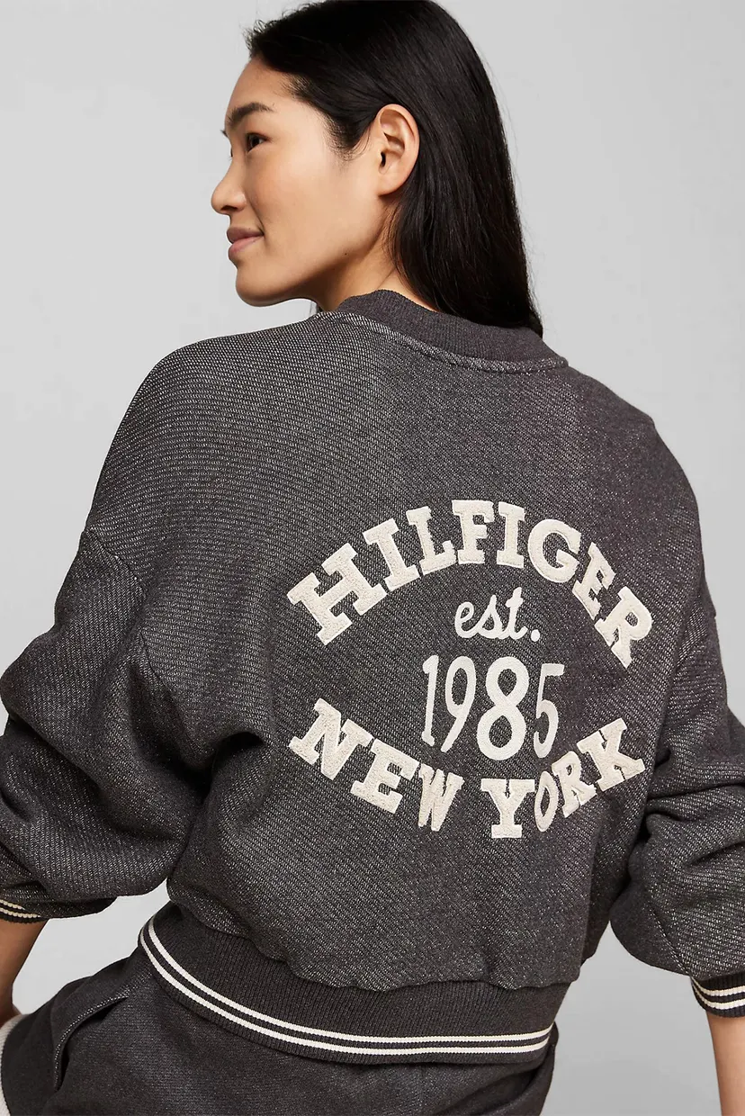 Жіноча темно-сіра спортивна кофта CROP VARSITY ZIPUP 5